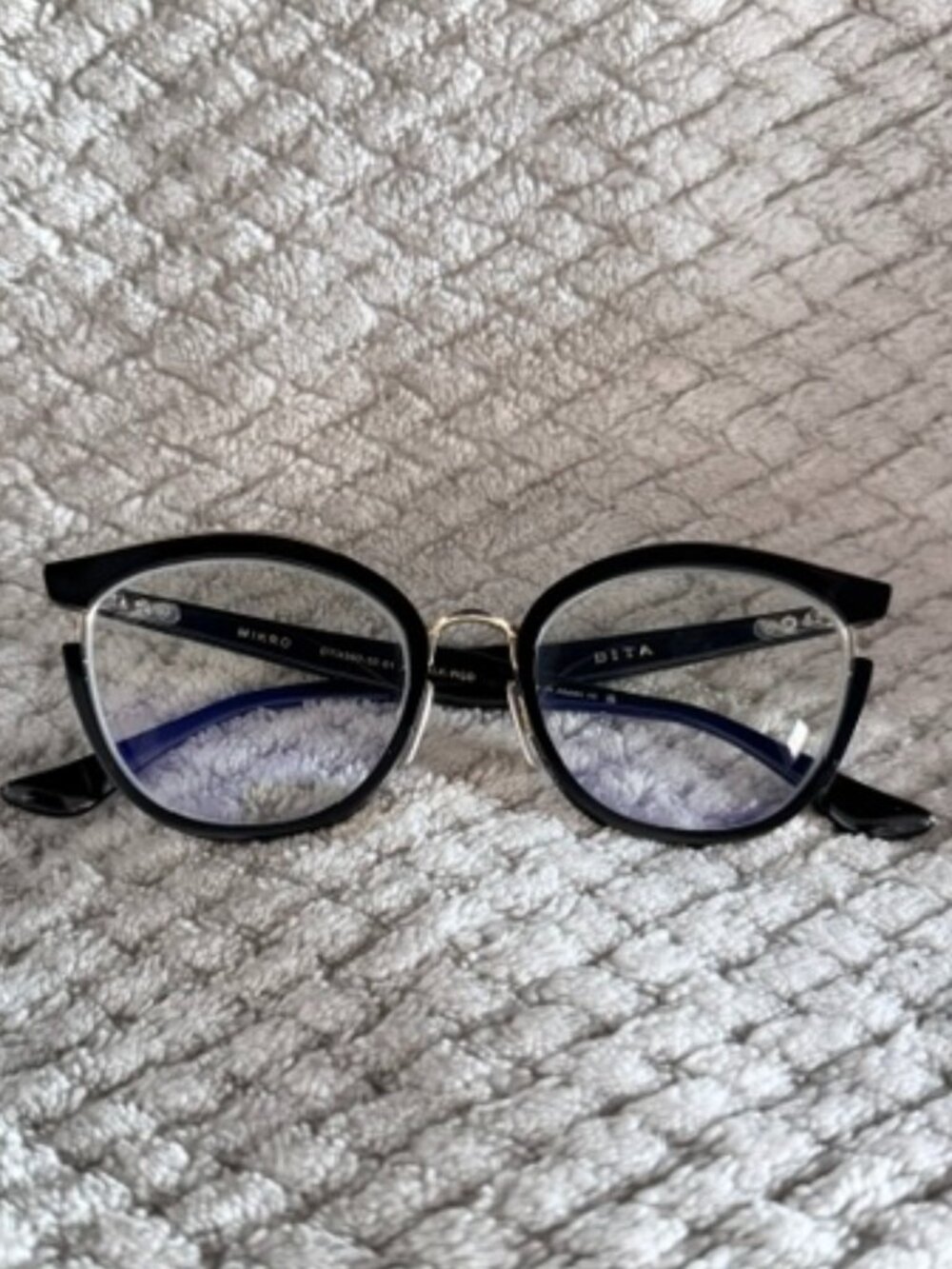 DITA Mikro DTX500-52-01 Black Rose Gold Cat Eye Eyeglasses Titanium 52-19-145